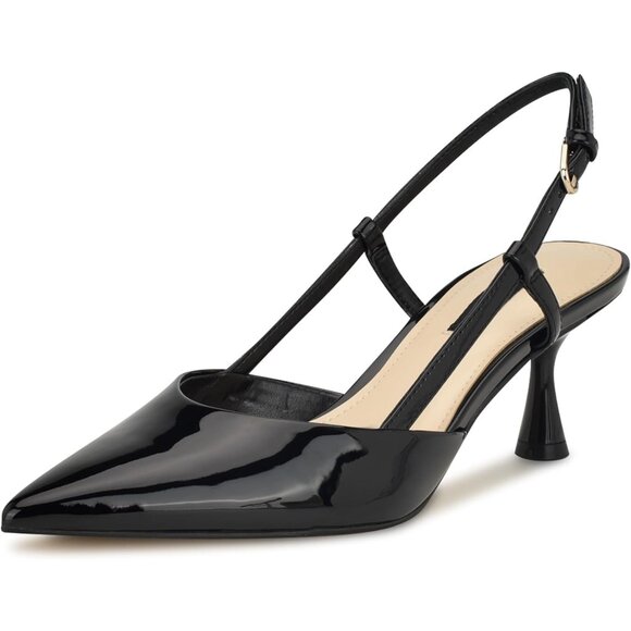 Nine West Womens Black 001 Leather Pointed Closed Toe Ankle Buckle Rhonda Pumps - Picture 1 of 6